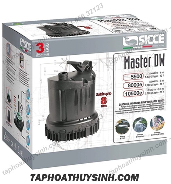 Máy bơm nước chìm - Sicce Master DW 8000 - 8000 l/h - 135W Máy bơm nước chìm - Sicce Master DW 8000 - 8000 l/h - 135W